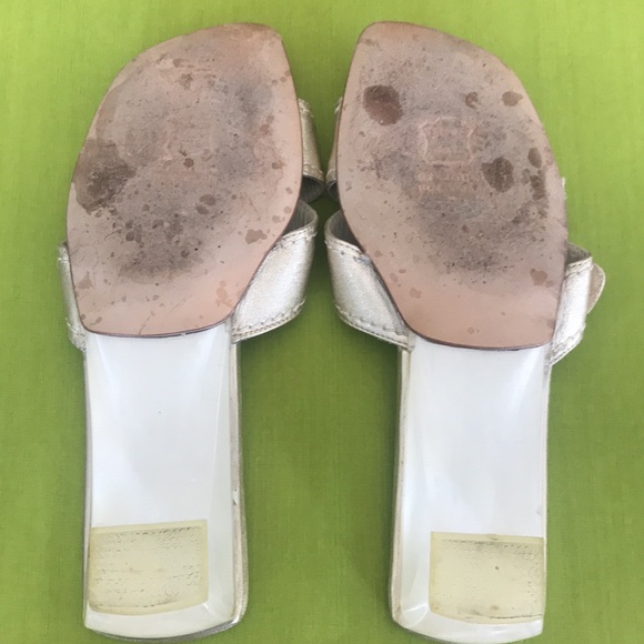 St. John leather sandals lucite heels 7.5 M - Picture 8 of 12